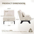 Armless Accent Chairs Set of 2 Upholstered Living Room Side Chairs | Comfy Small Accent Lounge Chair with Pillow Accent Chair for Living Room Bedroom Farmhouse Reading Beige 2PCS