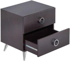2 Drawers MDF Nightstand with Plastic Legs, Espresso,for Small Spaces
