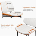 YaFiti Dining Chairs Set of 2, Mid Century Modern PU Leather Kitchen Chairs | Ergonomic Walnut Backrest, Upholstered Waterproof Faux Leather Seat, Stable Metal Legs, Adjustable Footpads, White Scallop