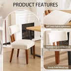 MOJAY Dining Chairs Set of 4, Mid Century Modern Kitchen Chair Linen Fabric Side Chairs with Curved Backrest for Kitchen, Dining Room, Restaurant, or Patio, Off-White