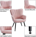 Yaheetech Accent Chair, Upholstered Armchair with Metal Legs, Pink | Linen Fabric Reading Chair, Modern and Elegant Side Chair for Living Room Bedroom Office Vanity Lounge Waiting Room