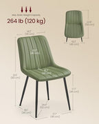 VASAGLE Dining Chairs Set of 2, Upholstered Kitchen Chairs, PU Leather | Steel Legs, Curved Backrest, for Dining Room, Forest Green and Ink Black ULDC090CH02