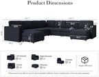 Oversized Modular Sectional Sofa U-Shaped Cloud Couches Blue | 9 Seater Large Deep Seat Couch Luxury Sectional Couches for Living Room, Solid Wood Frame, Removable Washable Cover