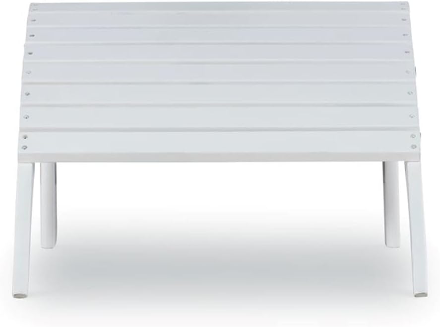 Outdoor Ottoman, Solid Wood and Acacia, White Finish, 21.6" W x 21.06" D x 13.7" H, Sturdy Transitional Patio Footrest, Ideal for Adirondack Chair or Outdoor Furniture Use