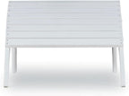 Outdoor Ottoman, Solid Wood and Acacia, White Finish, 21.6" W x 21.06" D x 13.7" H, Sturdy Transitional Patio Footrest, Ideal for Adirondack Chair or Outdoor Furniture Use