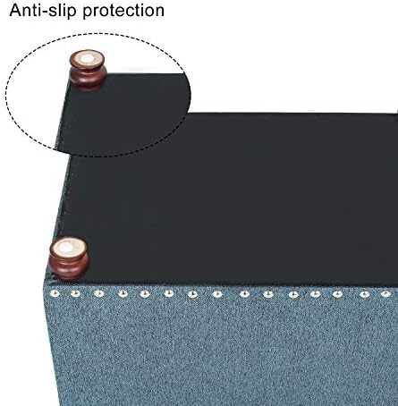 24’’ Rectangular Upholstered Storage Ottoman for Living Room | Fabric Foot Stool with Nail-head Trim- Chests and Organizers , Load Up to 350 lb, Lake Blue