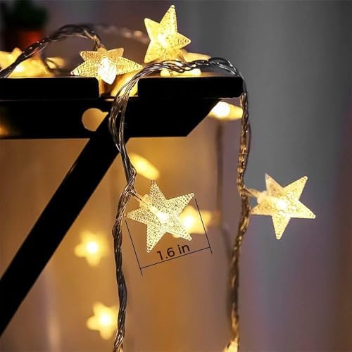 Star String Lights Plug in - 33 ft 100 LED Star Fairy String Lights with Remote and Timer, Waterproof for Bedroom Porch Wedding Party Patio Garden Tent Indoor Outdoor Décor, Warm White