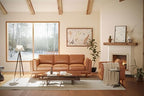 Valencia Artisan Full Leather Sofa 88” - Pure Full Italian Nappa Leather Couch, Solid Wood Accent, Ultimate Comfort, Cognac Tan