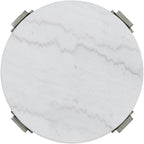 Pemberly Row Contemporary Round End Table, 24 in x 24 in x 24 in, Gray Base with White Natural Marble Top, Solid Wood Legs, Circular Design, Modern Transitional Style for Living Room or Bedroom