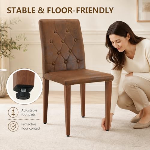 63"-79" Expandable Dining Table Set for 8, Wood Rectangle Dining Table and 8 Brown Faux Suede Chairs, Suitable for Home,Kitchen Dining Room,Farmhouse