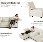 LLappuil 9 Seat Sectional Couch with Storage, Large U Shaped Corduroy Modular Sectional Sofa for Living Room with Adjustable Arms Backs, Plush Supportive Cushions (Beige)