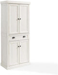 HomeStock Kitchen Pantry Cabinet - Large Storage, Adjustable Shelves, Distressed White Finish