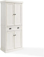 HomeStock Kitchen Pantry Cabinet - Large Storage, Adjustable Shelves, Distressed White Finish