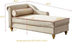 60.6''Velvet Chaise Lounge Indoor, Modern Velvet Lounge Chair with Left Armrest & Lumbar Pillow,Button Tufted Lounge Sofa with Storage for Bedroom, Living Room and Office，Beige