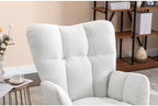 Rocking Chair, Upholstered Teddy Fabric Glider Chairs, Lounge Accent Armchair with Thick Cushion and High Backrest, Accent Rocking Chair for Bedroom, Living Room, Ivory