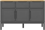 Grey Solid Pine Wood Sideboard with Engineered Wood Construction, Modern Storage Furniture for Dining Room and Living Room, Spacious Drawers and Doors for Organization