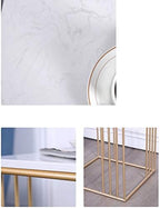Telephone Table, Marble Side Table Nordic Modern Living Room Bedroom Telephone Table Bedside Table Wrought Iron Hollow Line Coffee Table,15.7"×15.7"×23.6" (Color:Gold)