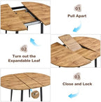FURNITO Round Dining Table Set for 6, 42"-54" Round to Oval Extendable Table with 6 Suede Upholstered Chairs, Space-Saving Wood Dining Room Table Set for Small Apartments or Kitchens, Easy Assembly