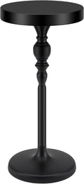 CroBlissful Black Metal Martini Table 9.5 x 9.5 x 20.5 Inches Round Drink Tables Decorative Pedestal Side Desk for Small Spaces Cocktail Drink Holder Stand Small End Shelf for Living Room Bedroom