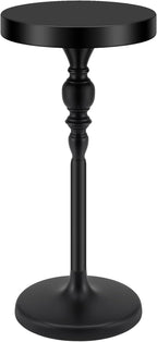 CroBlissful Black Metal Martini Table 9.5 x 9.5 x 20.5 Inches Round Drink Tables Decorative Pedestal Side Desk for Small Spaces Cocktail Drink Holder Stand Small End Shelf for Living Room Bedroom
