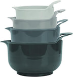 BoxedHome 4 Pack Nesting Mixing Bowl with Pour Spout and Handle, BPA free Microwave & Dishwasher Safe(Green, 4 Pack with Handle)