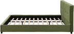 Christopher Knight Home Cordo King Size Bed, Velvet Upholstered Platform Bed, Wooden Slats Panel Support, Tufted Square Corners Haedboard, No Box Spring Needed, Easy Assembly, Oliver Green