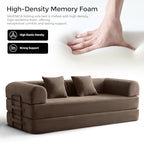 79" Convertible Futon Sofa Bed, Couch for Living Room | Brown | Folding Corduroy Sleeper Sofa, Modular Futon Couch with Fixed-Shape Frame, Pull Out Couch No Assembly