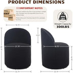HNY Upholstered Swivel Dining Chairs Set of 6, Mid Century Modern Kitchen Round Sherpa Boucle Dining Room Chairs, Barrel Comfy Armless Accent Makeup Vanity Side Chairs for Living Room, Black