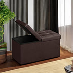 SONGMICS 30 Inches Folding Storage Ottoman Bench with Flipping Lid