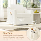 360°Swivel Accent Chair with Lumbar Support, Swivel Armchair with Deep Seat | Soft Chenille Upholstered, Metal Swivel Base, Set of 2 Beige Chairs for Reading & Relaxing, Living Room