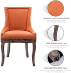 Modern Dining Chairs Set of 4, Fabric Upholstered High Back Chairs with Nailhead Trim and Curved Solid Wood Legs, Sillas de Comedor Accent Chairs for Dining Room, Orange