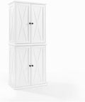 HomeStock Tall Kitchen Pantry - 2 Stackable Cabinets - Distressed White - 30" W x 15.75" D x 72" H