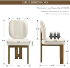 CIMOTA Modern Boucle Dining Chairs Set of 4, Upholstered Armless Side Chairs with Ergonomic Curved Back/Walnut Wood Legs, Mid-Century Accent Chairs for Kitchen or Dining Room, Beige