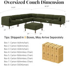 Cloud Sectional Couches for Living Room,Modular Sectional Sofa,Green | Extra Deep 8 Seater,Mid Century Modern Oversized Couches With Ottoman,Solid Wood Leg,Large Sofa for Big Space,Office