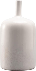 White Ceramic Vase Home Decorations - Modern Vase with Long Neck, Reactive Glazee White Vases for Flower, Flower Arrangement Spring Decorations for Home 4.5 x 4.5 x 9.5 Inch Cynkeyee