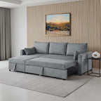Ball & Cast 86" Sectional Sleeper Sofa Bed Pull Out Couches for Living Room | L Shaped Convertible Pull Out Sofa Bed with Reversible Storage Chaise and Side Pocket, 3-Seat Sofa for Small Space Apartment