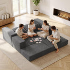 Cloud Modular Sectional Sofa, Comfy Couch for Living Room, Modern L-Shaped Couch with Reversible Chaise, Customizable Sleeper Sofa Bed with Non Slip, No Assembly & Deep Seat, Dark Grey