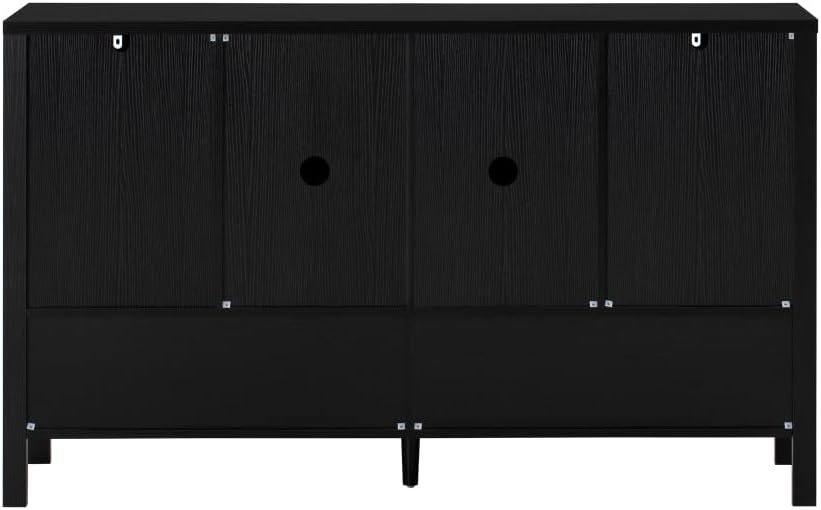 U_STYLE 55.1''Storage Sideboard with 4-Doors,Multi Functional Buffet with Open Shelf and 2-Tiers Adjustable Shelves,Modern Cabinet with Double Hooks,Suitable for Living Room, Hallway, Dining,Office.