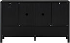 U_STYLE 55.1''Storage Sideboard with 4-Doors,Multi Functional Buffet with Open Shelf and 2-Tiers Adjustable Shelves,Modern Cabinet with Double Hooks,Suitable for Living Room, Hallway, Dining,Office.