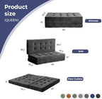 MAXYOYO 6" Folding Sofa Bed for Floor, Tufted Tri-Fold Floor Mattress | Queen Size Portable Sofa Couch Guest Mat with Chenille Fabric for Adults, Foldable Topper for Camping, Dark Grey, Queen
