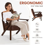 Yaheetech Mid-Century Modern Accent Chair, Lounge Chair, Dark Brown | Faux Leather Chair with Flat Arms, Engineered Wood Frame Armchair, for Living Room/Office/Reading/Reception Area