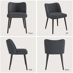 Modern Fabric Upholstered Dining Chairs Mid Century Farmhouse Dinner Chair with Padded Seat and Wood Legs Kitchen Side Chair for Dining Room Restaurant Cafe Darkgrey Set of 2
