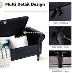 67'' End of Bed Storage Bench King Size, Storage Bench for Bedroom End of Bed, Upholstered Velvet Tufted Storage Ottoman Benches with Arms for Living Room, Entryway, Black