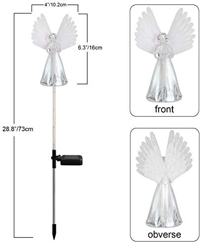 2 Pack Outdoor Solar Angel Statues for Christmas Garden Cemetery Decorative Light, Stakes Multi-Color Changing LED Waterproof Lawn Decor for Patio Cemetery Grave Gravesites, Memorial Gift