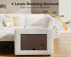 Vipbear 7 Seat L Shaped Modular Sectional Sleeper Sofa Bed with Ottoman/Pull Out Bed/Reclining Backrest/USB Ports/Table/LED Light/Storage Seat, Tool-Free Assembly, Chenille Beige