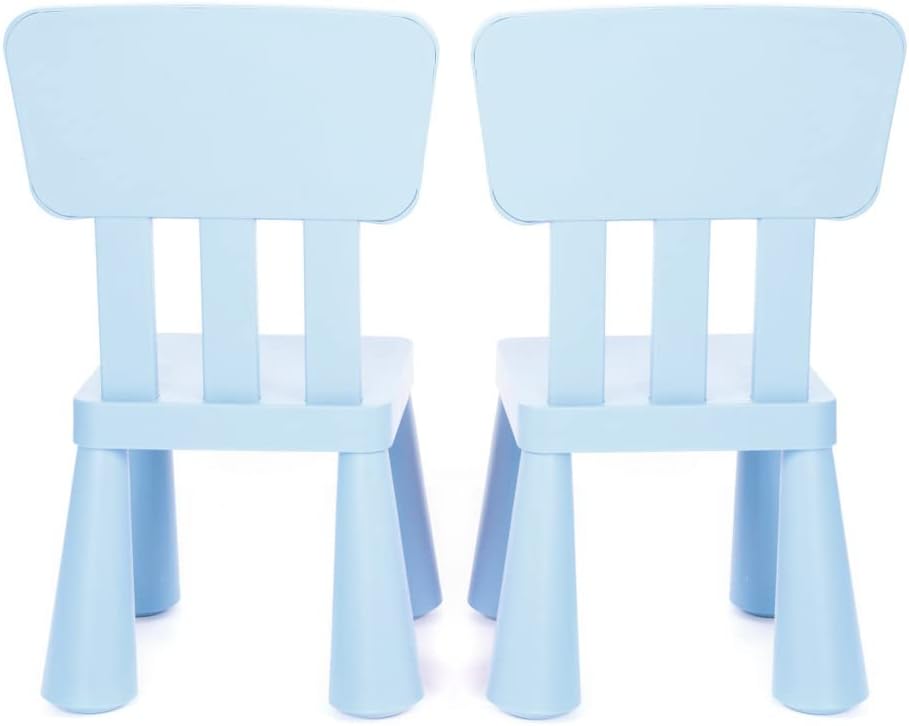 Soerreo Children's Tables and Chairs Kindergarten Baby Study Table and Chairs Plastic Game Table Removable (Chair Light Blue)