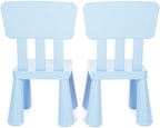 Soerreo Children's Tables and Chairs Kindergarten Baby Study Table and Chairs Plastic Game Table Removable (Chair Light Blue)