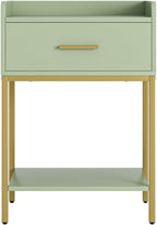 Nightstand,Modern Bedside Table Night Stand with Storage Drawer and Open Shelf,Small End Side Table for Bedroom,Living Room,Green