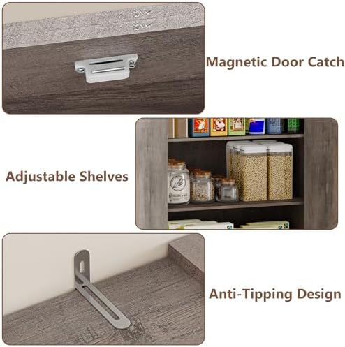 BORNOON Pantry Organizers and Storage Cabinet, 71” Barn Door White Kitchen Cabinet with Drawers and Adjustable Shelf, Tall Pantry for Kitchen, Dining Room, Living Room. Bathroom and Office