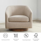 CHITA Swivel Accent Chair Set of 2, Wood Frame, Fully Assembled, Flax Beige | Fabric Barrel Arm Chair with 360° Swivel Solid Wood Base, Mid Century Modern Living Room Chair, 31"x31"x28", 350 Lb Capacity